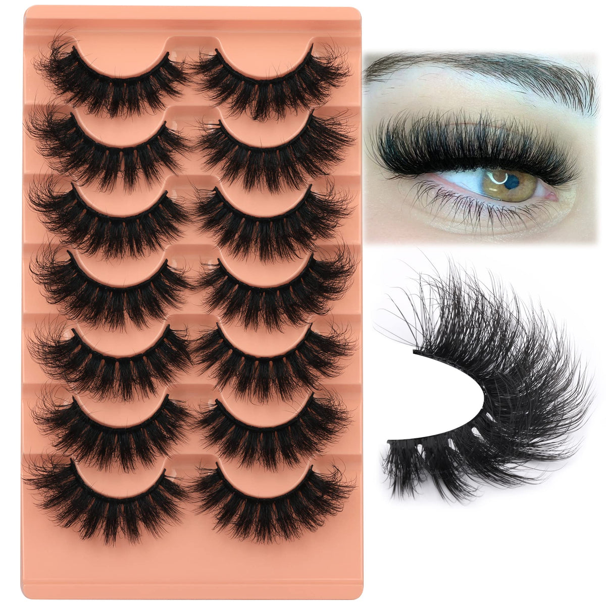 Mink Lashes Full Volume False Eyelashes 18mm Dramatic Faux Mink Eyelashes Natural Look Cat Eye Volume Eye Lashes Multipack by Focipeysa Focipeysa