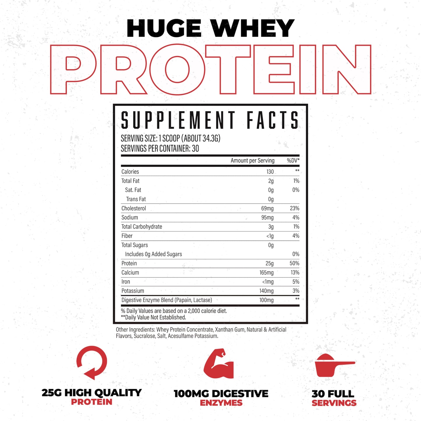 Huge Whey, Protein Powder for Muscle Gain, 25g Protein, 12g EAAs, Supports Muscle Growth, Performance & Recovery (Chocolate Brownie, 30 Servings)