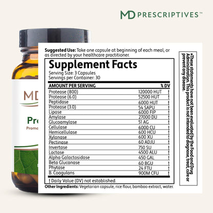 MD Prescriptives - ProbioZyme - Vegetarian Digestive Enzymes - Supplement for Digestive & Gut Health - 90 Capsules MD Prescriptives