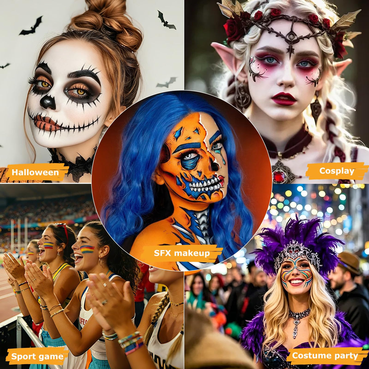 16 Colors Face Body Paint, 10.8 Oz Water Based Painting Set For Adults Vetuslumen