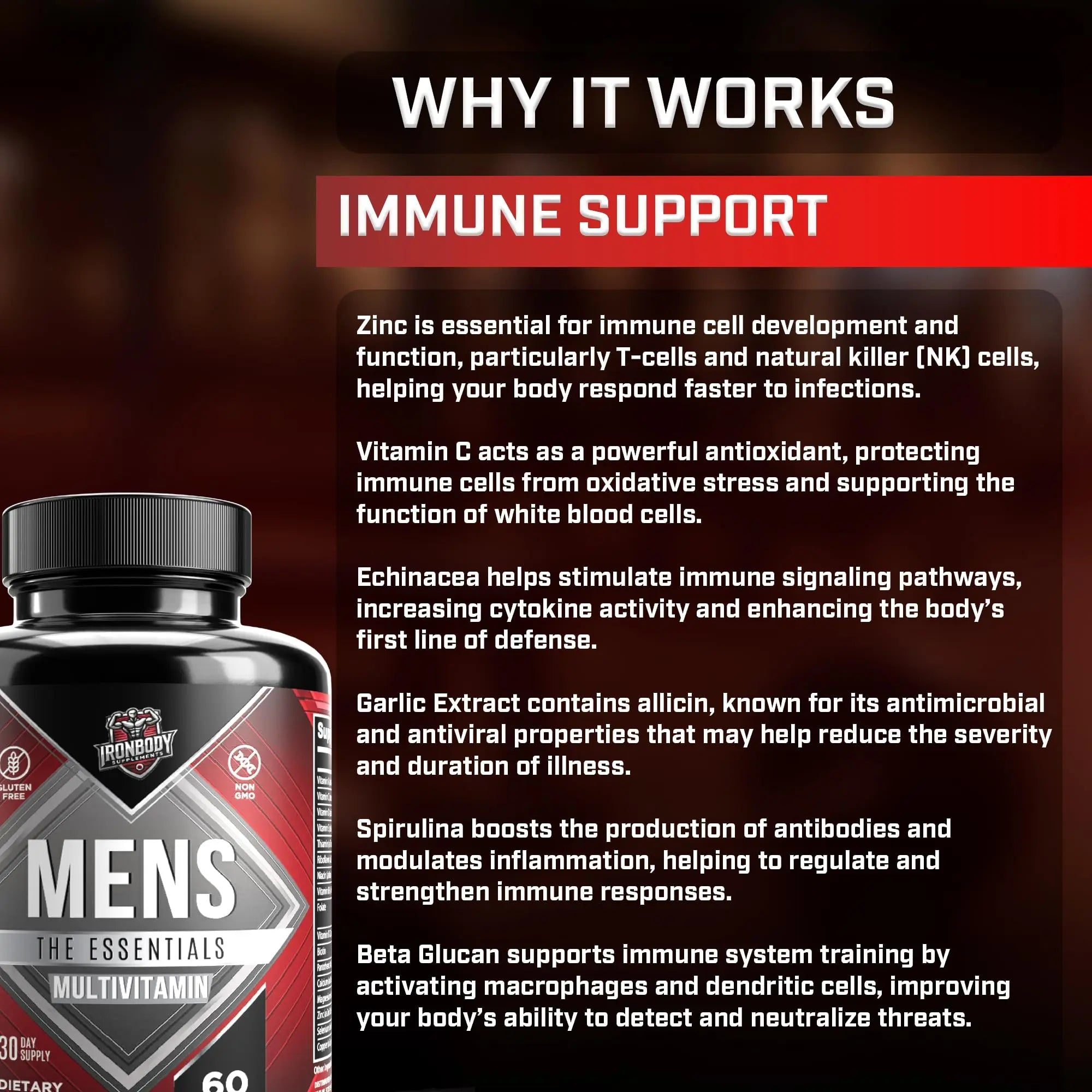 IronBody Supplements, Multivitamin for Men, Vitamins A, B, C, D, E, Zinc. Immune Support, Antioxidant Fruit and Energy Blend. 60 Capsules IronBody Supplements buy australia supplements