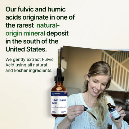 Fulvic Humic Acid 75 + Trace Minerals Liquid Supplement - Plant Derived in USA - Fulvic Acid Minerals Concentrate for Energy, Gut Health and Hydration AgeImmune