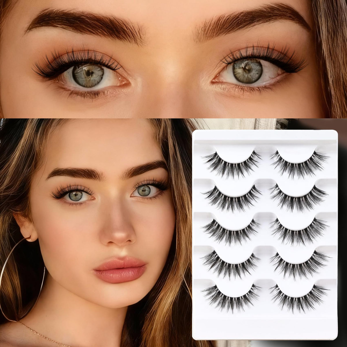 Veleasha Lashes Cat Eye False Eyelashes Wispy Lash Strips Eyelash (G2) Veleasha