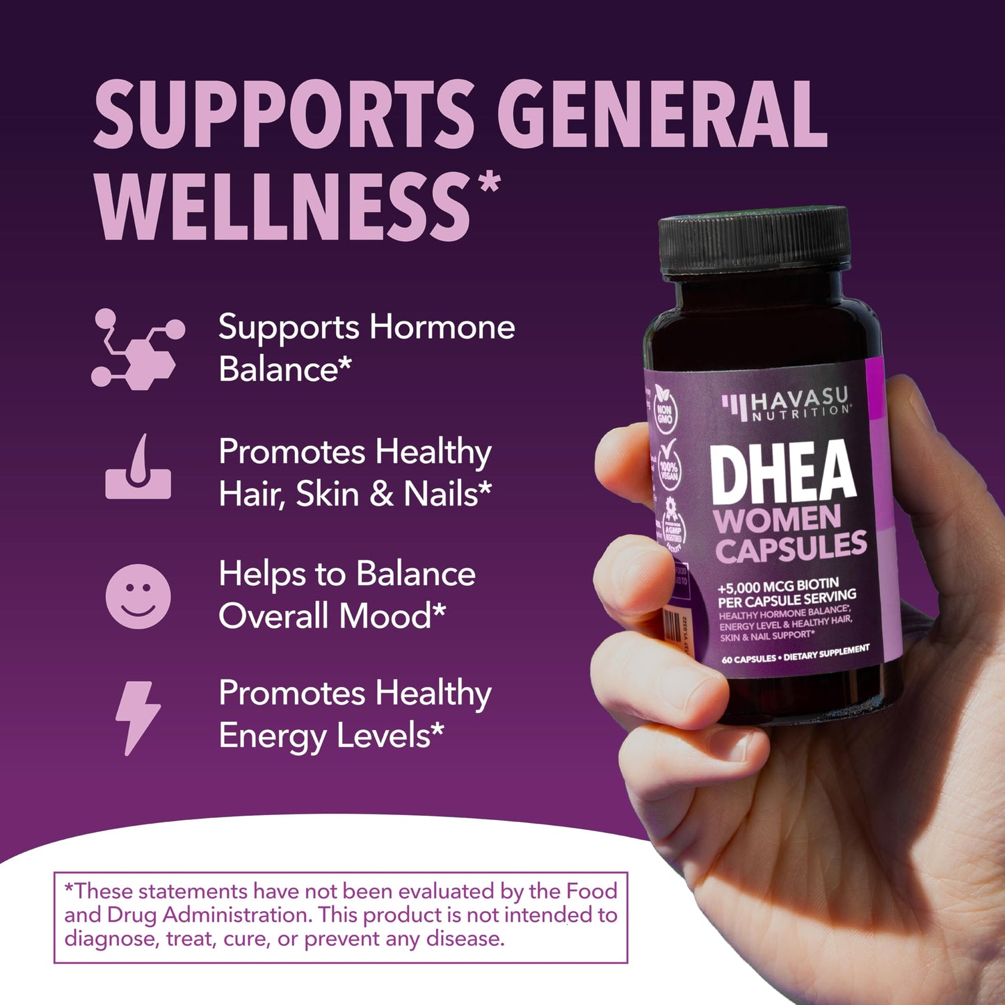DHEA 50mg Per Serving, Vegan, Non-GMO Hormone Balance Supplement, 60ct | DHEA Supplement for Men and Women, Supports Energy, Healthy Aging, Hormone Balance, Mood and Vitality, 2-Month Supply Gsupps Australia