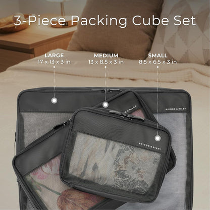 Briggs & Riley Compression Packing Cube Set for Women & Men - Bag Organizer for Checked Suitcase & Luggage, Pack Accessories for Vacation - 3-Piece, Black Gsupps Australia