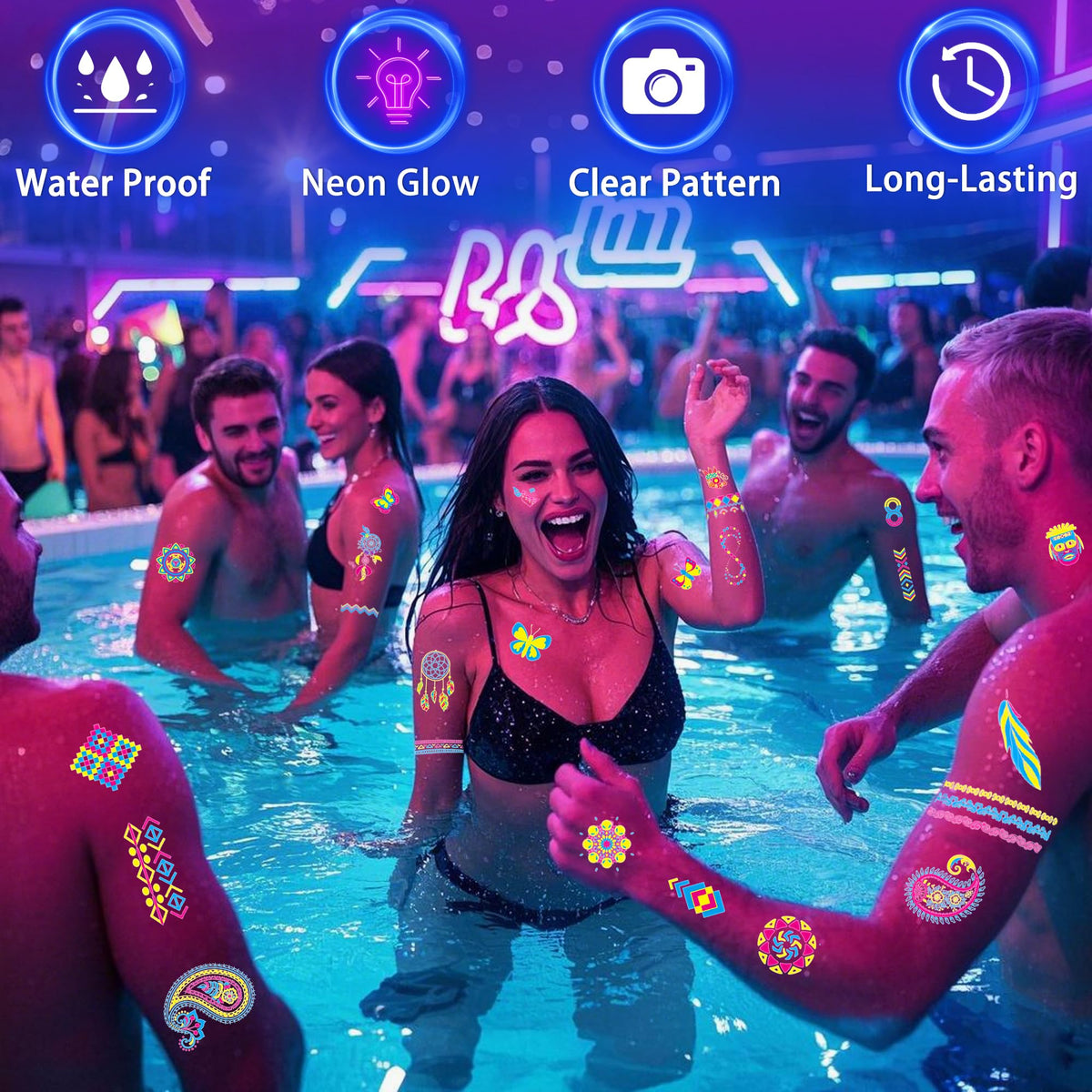 TATUWST Glow in the Dark Tattoos 172 PCS Glow in the Dark Party Supplies TATUWST