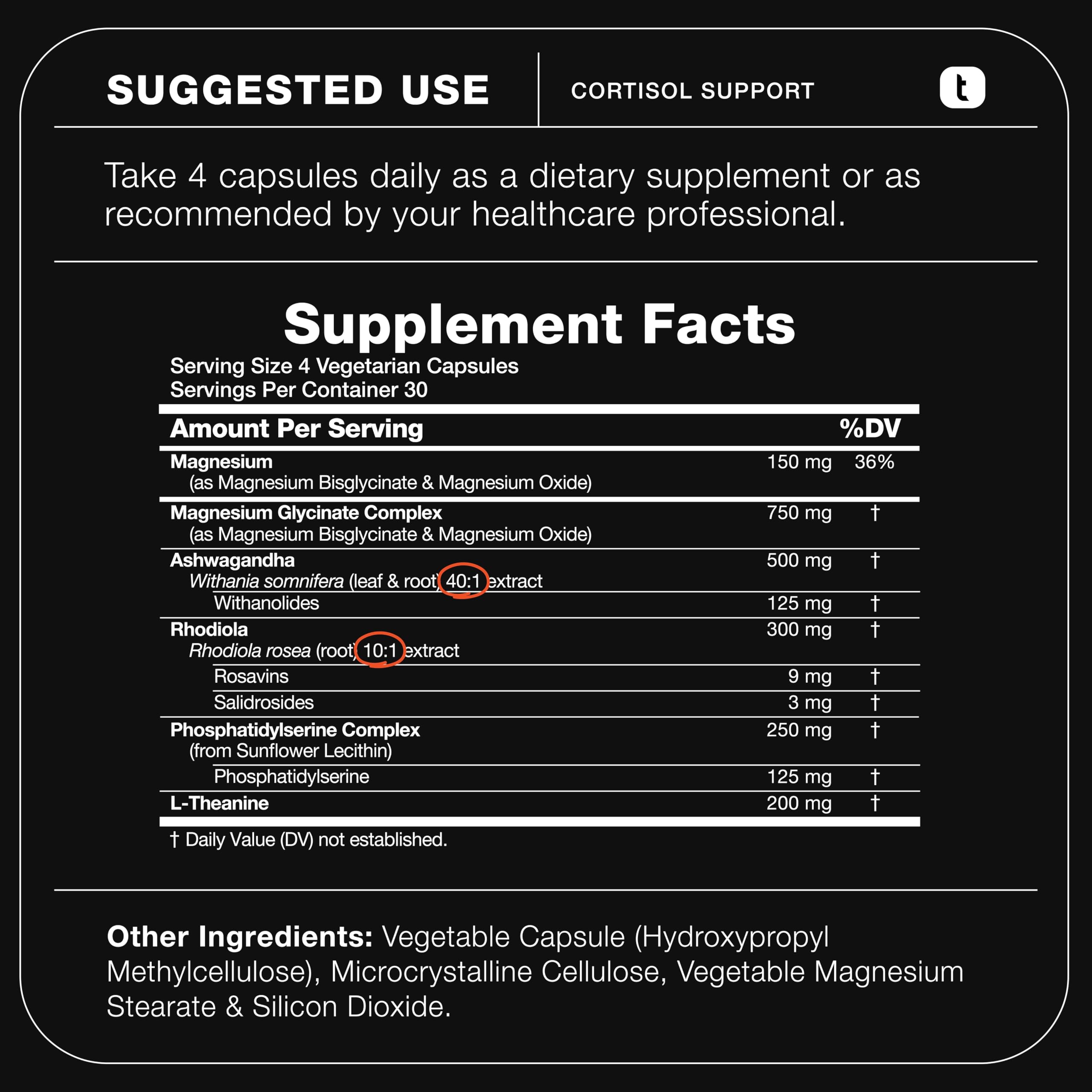 Cortisol Supplement for Women and Men — Calm, Balanced-Strength 5-in-1 Non-Drowsy, Third-Party Tested with Magnesium Glycinate, Ashwagandha, L-Theanine, Phosphatidylserine, Rhodiola — 120 Capsules Toniiq buy australia supplements