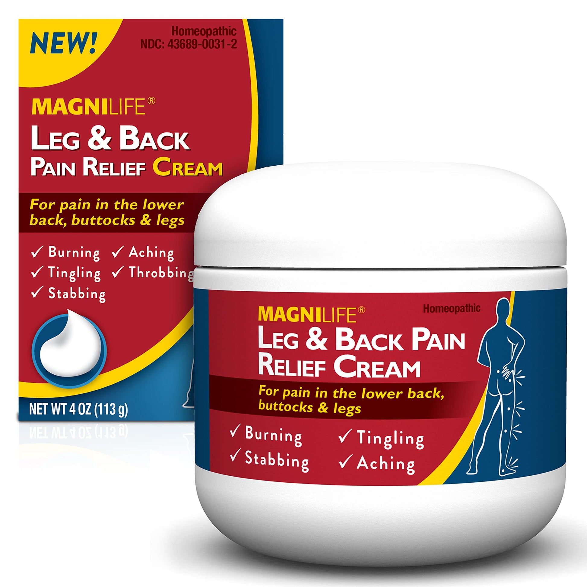 MagniLife Leg & Back Pain Relief Cream (4 oz), Topical Support for Leg Pain & Lower Back Discomfort, Fast Absorbing, No Residue, Mild Scent, Massage-in Formula MagniLife buy australia supplements