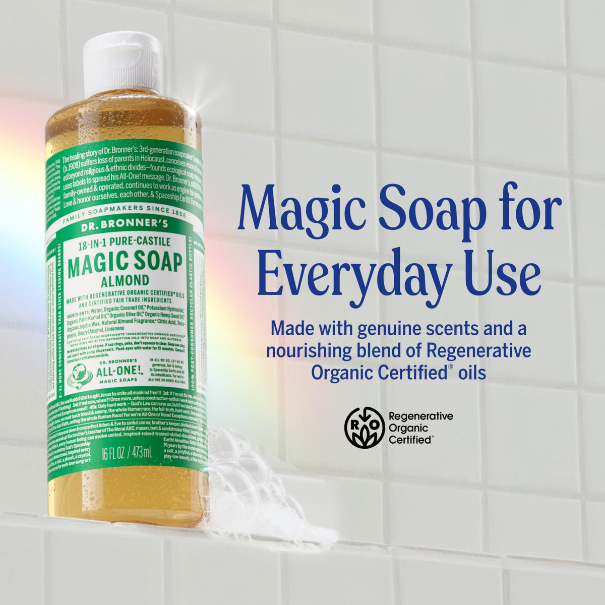 Dr. Bronner's Almond Pure-Castile Liquid Soap, Hand Soap, 32 oz Dr. Bronner's