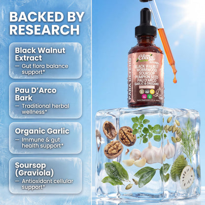 para Defend Wormwood Black Walnut Cleanse for Humans Drops Liquid Soursop Garlic Pumpkin Seed PAU D'Arco Oil of Oregano Turmeric Clean Nutraceuticals