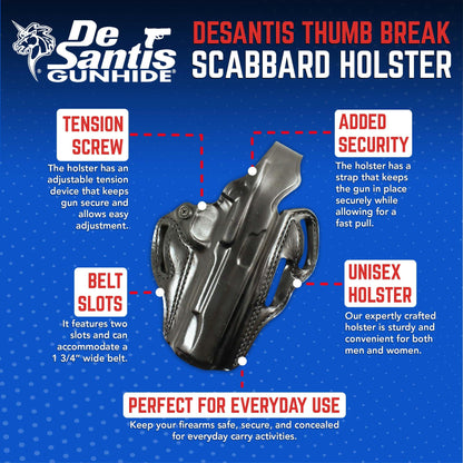 DeSantis Thumb Break Scabbard - OWB Gun Holster for Men and Women, Leather Belt Slide Holster for Pistols, Exact Molding, Secure and Highly Concealable OWB Carry Gsupps Australia