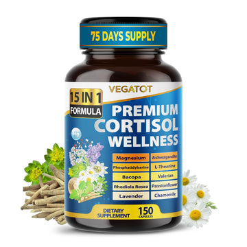 VEGATOT Organic Cortisol Wellness Complex 15-in-1 Formula with Magnesium Ashwagandha St. John's Wort Valerian Rhodiola Rosea Passionflower Chamomile VEGATOT buy australia supplements