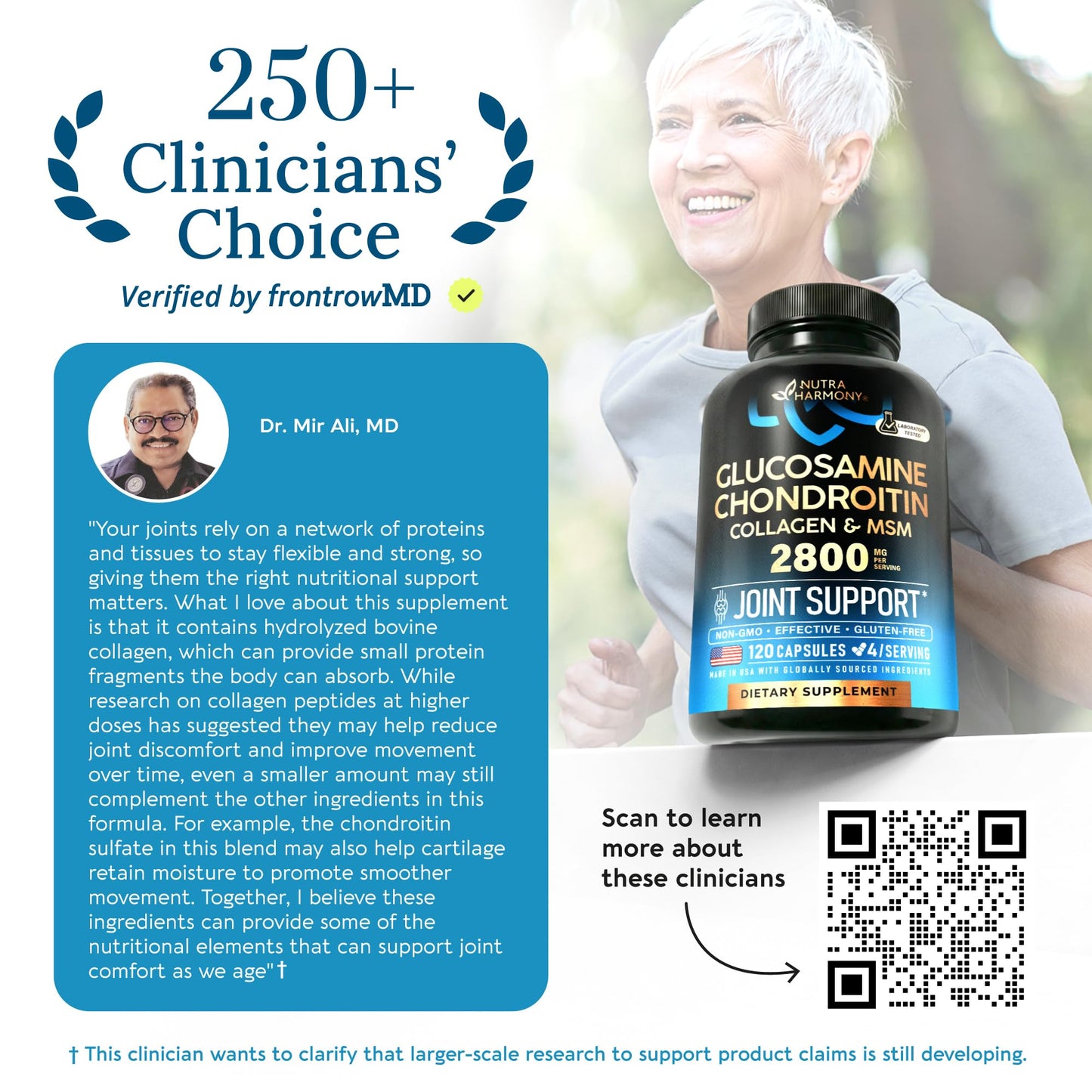Glucosamine Chondroitin MSM Collagen | HSA | Joint Support Supplement 2800 mg | Made in USA | FSA Approved Product Items | Flexibility Nutritional Vitamins NUTRAHARMONY