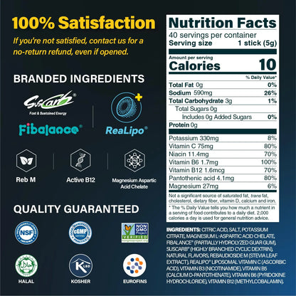 ZestLytes 40 Sticks Sport Hydration Sugar Free Electrolyte Packets, High Sodium Low Calorie Electrolyte Powder Drink Mix, Liquid Daily IV Flavors ZestLytes
