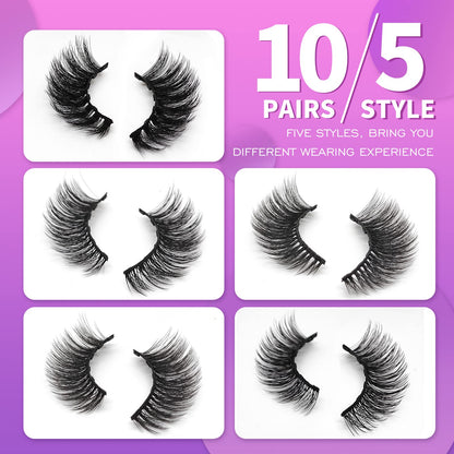 Royaomis 10 Pairs Cat-Eye Magnetic Lashes With Eyeliner, 3D Magnetic Eyelashes Natural Look With Eyeliner, Fake Eyelashes Magnetic royaomis