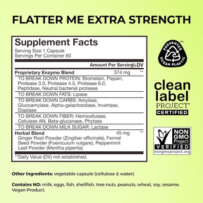 HUM Flatter Me Extra Strength Digestive Enzymes Flatter Me Fiber Supplement