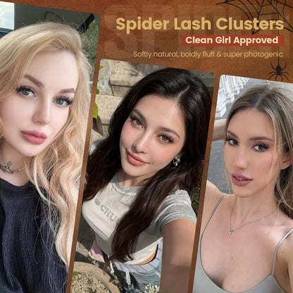 MissAiry Spider Breeze Lash Clusters Kit, Wispy Natural Eyelash Clusters DD Curly Lashes Cluster 8-16mm Cluster Eyelash Extensions Reusable Individual Lashes with Invisible Band for DIY at Home MissAiry