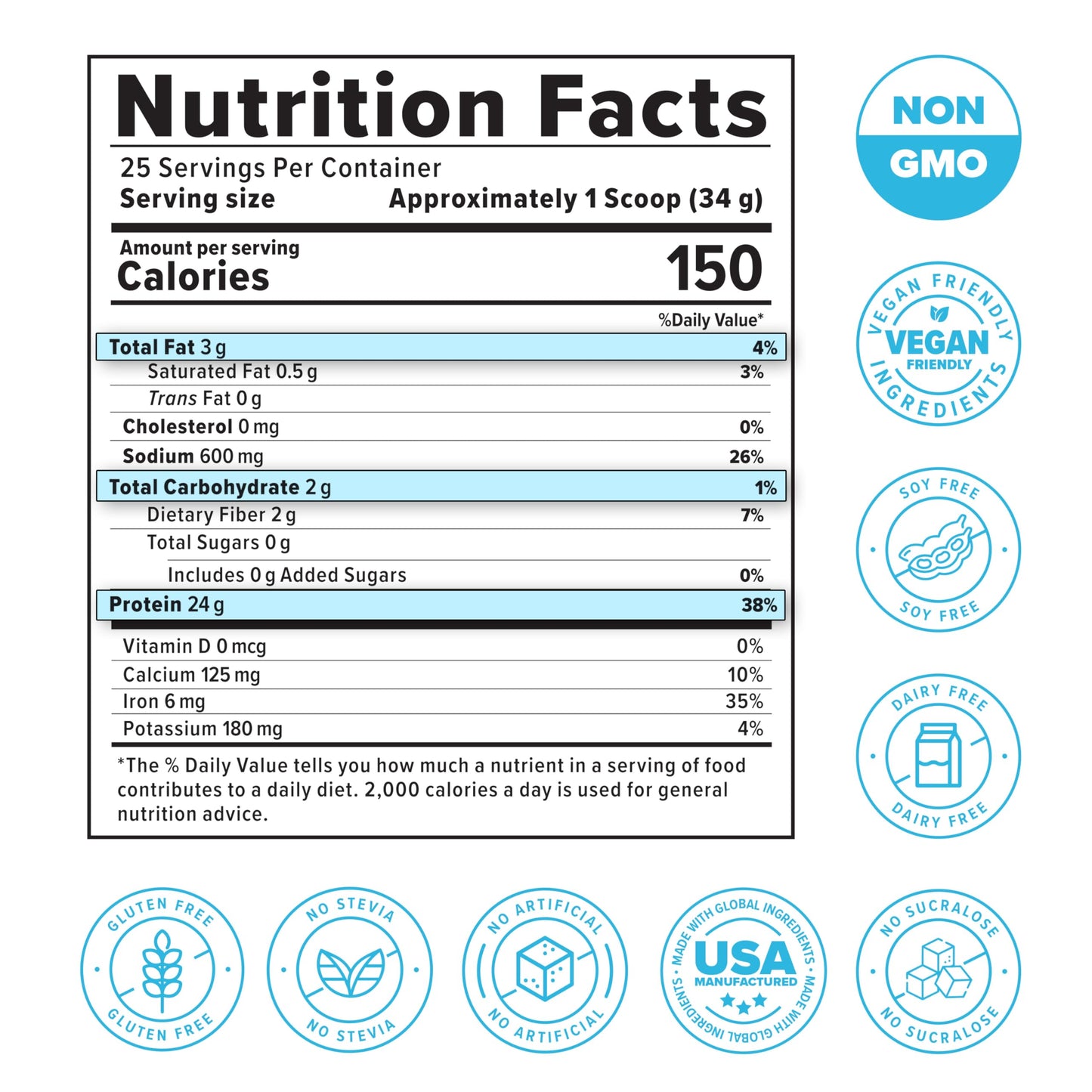 InnoSupps Clean Vegan Protein - Plant Based, Vegan, Natural, No Artificial Sweeteners, No Gluten, No Dairy. Lactose Free, Low Carbs, Low Fat, No Sugar Added, Soy Free, Non-GMO (Lemon Sugar Cookie)