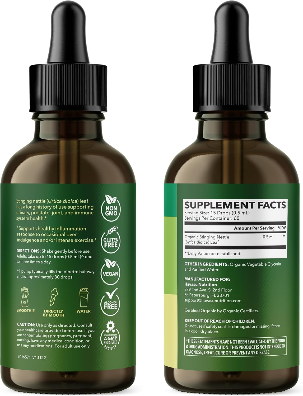 Organic Stinging Nettle Leaf Extract, Urinary Support, Unflavored, 1 Fl Oz | Stinging Nettle Tincture for Men and Women, USDA Certified, Vegan, Gluten Free, Non-GMO Herbal Tincture, 60 Servings Gsupps Australia