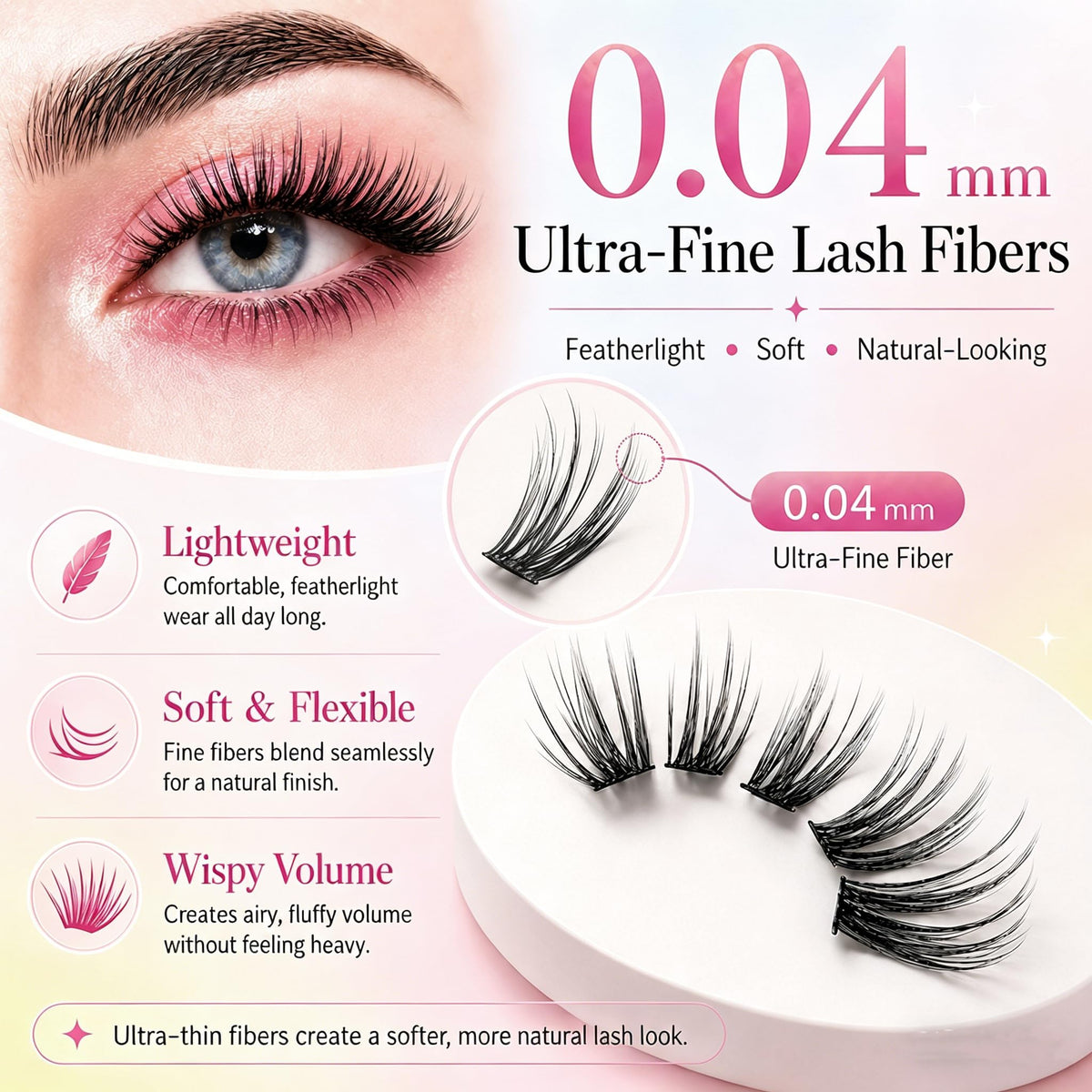 Wispy Lash Clusters Kit C Curl Natural Lashes Cluster Eyelash Extensions FebFeb