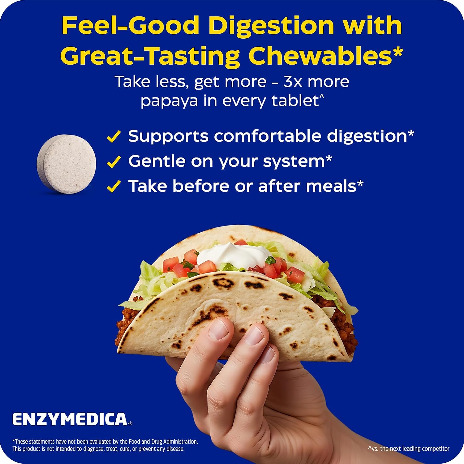 Enzymedica Papaya Complete - Papaya Enzymes Chewable, Digestive Enzyme Supplement for Women and Men, Digestion & Gut Health Support, High Potency Bromelain & Papain, Vegan, Gluten Free - 120 Tablets Gsupps Australia