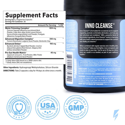 InnoSupps Inno Cleanse 14 Day Colon & Detox Flush, Waist Trimming Complex, Gut Cleanse, Digestive System Support, Stool Softener & Reduced Bloating InnoSupps