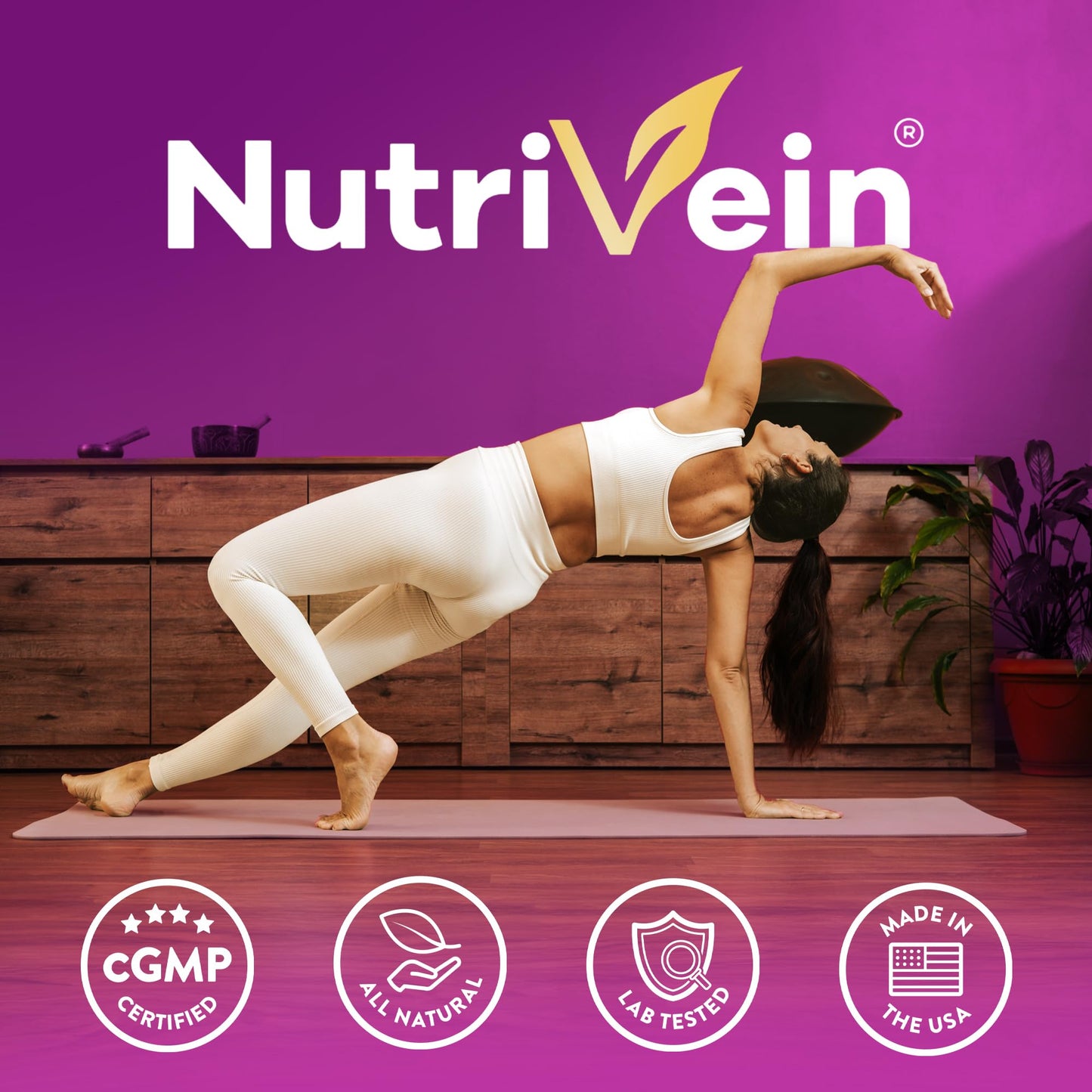 Nutrivein Premium Resveratrol 1450mg - 120 Caps: Pure Trans Resveratrol Supplement Enhanced with Green Tea Leaf & Acai Berry Nutrivein