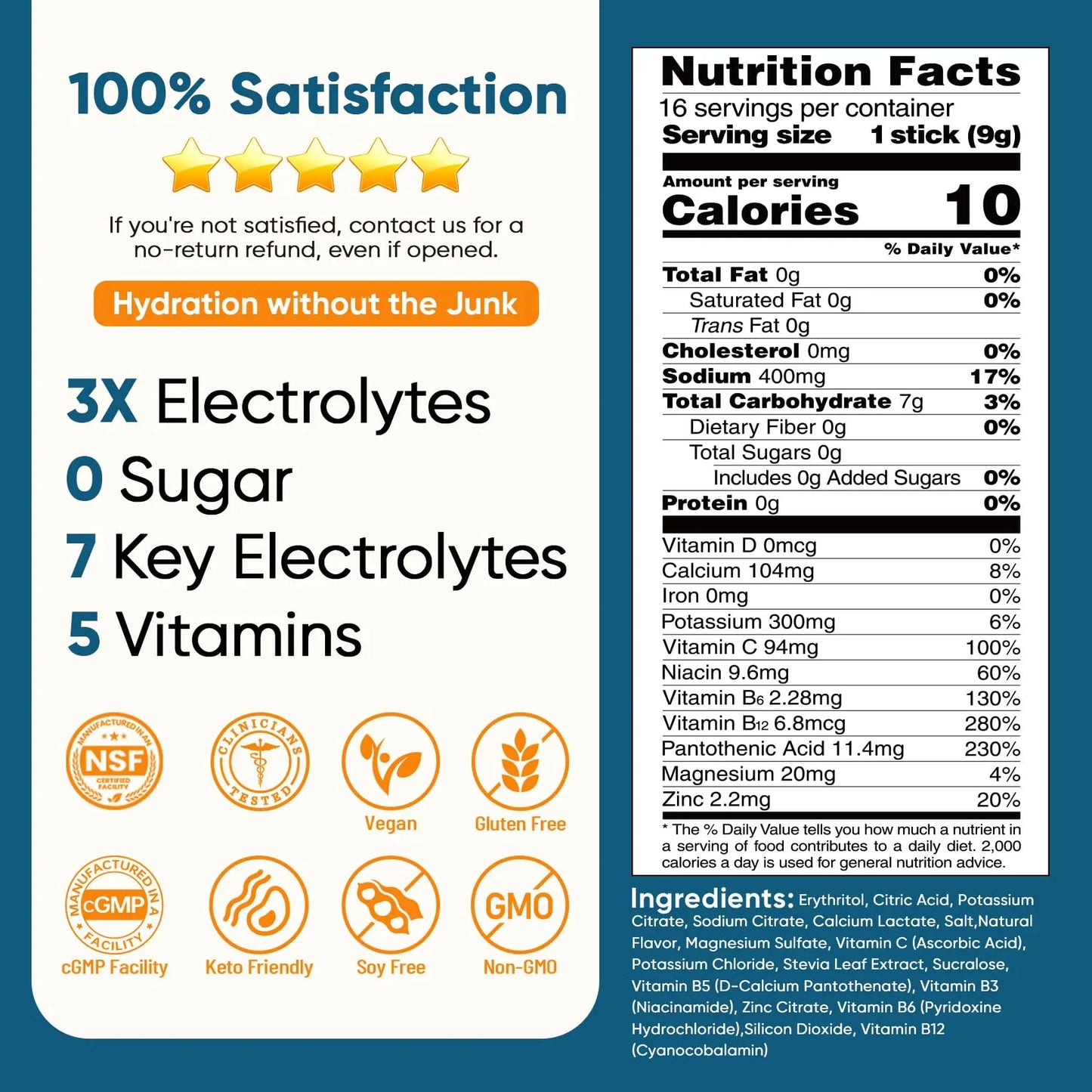 Venture Pal Sugar Free Electrolyte Powder Packets - Liquid Daily IV Hydration Packets | Electrolytes Drink Mix with 5 Vitamins & 7 Electrolytes | Keto Friendly Venture Pal