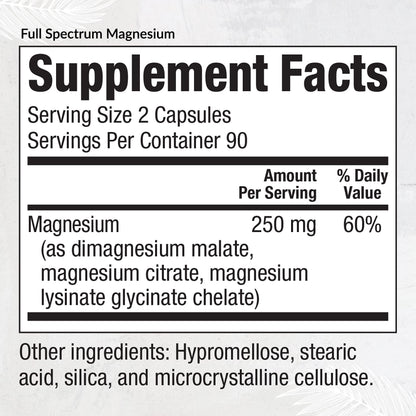 Equilife Full Spectrum Magnesium Supplement, Magnesium Glycinate, Citrate, & Malate, Bioavailable Mineral Blend, Dairy, Soy, & Gluten Free Equilife