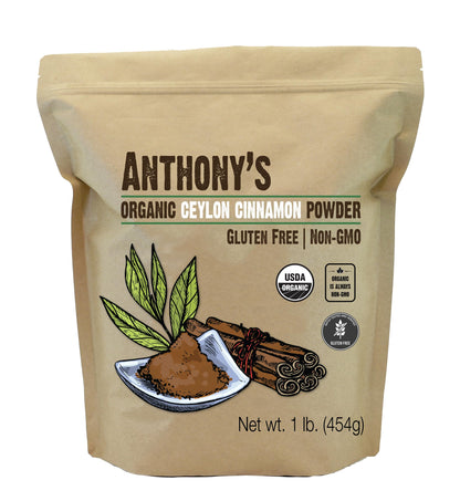 Anthony's Organic Ceylon Cinnamon Powder, 1 lb, Ground, Gluten Free, Non Irradiated, Non GMO, Keto Friendly Anthony's