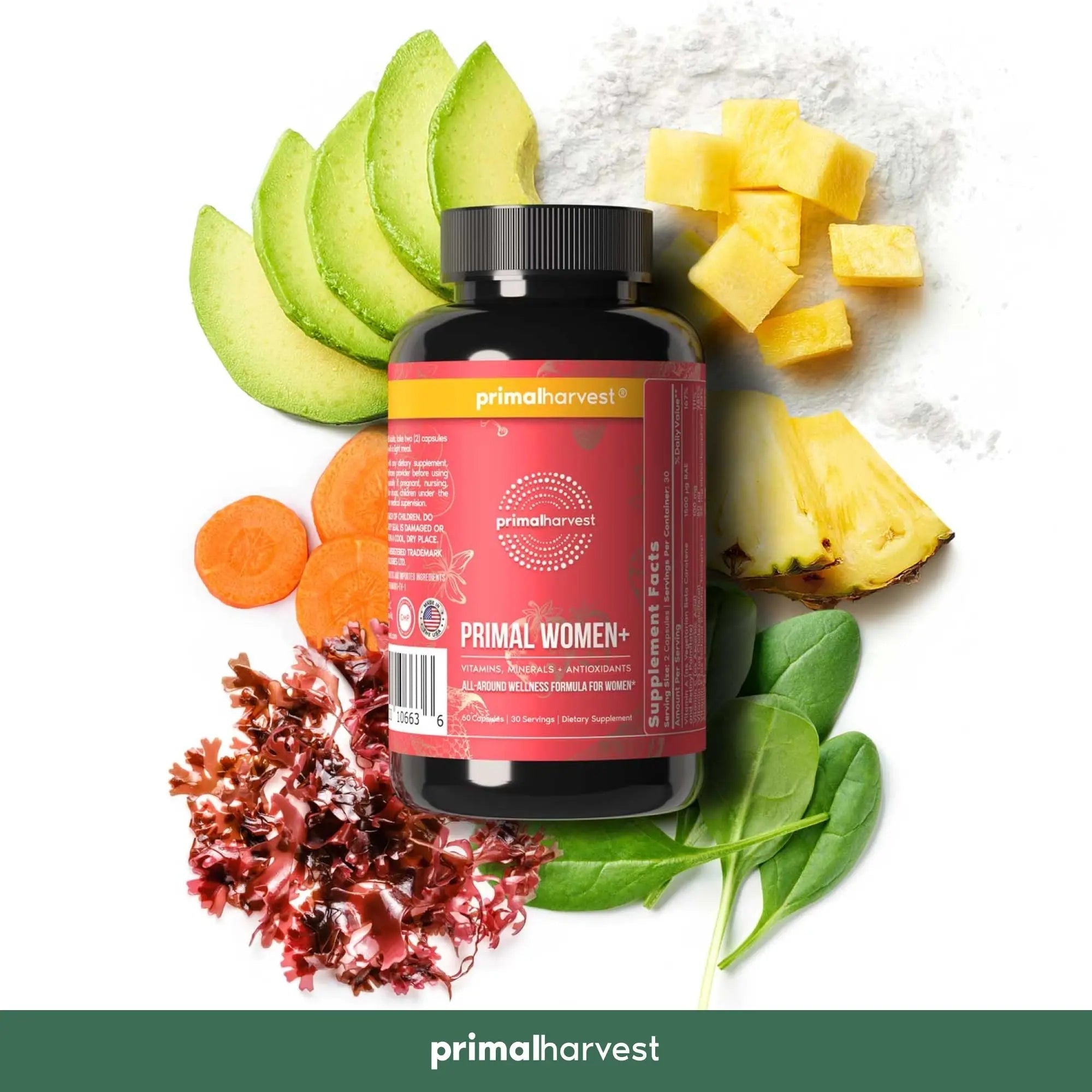 Primal Harvest Women+, Woman's Multivitamin Vitamin A, Vitamin C, Vitamin D and E, Vitamin B12, B6, Biotin, Zinc Supplements,1 Pack 60 Capsules Primal Harvest buy australia supplements