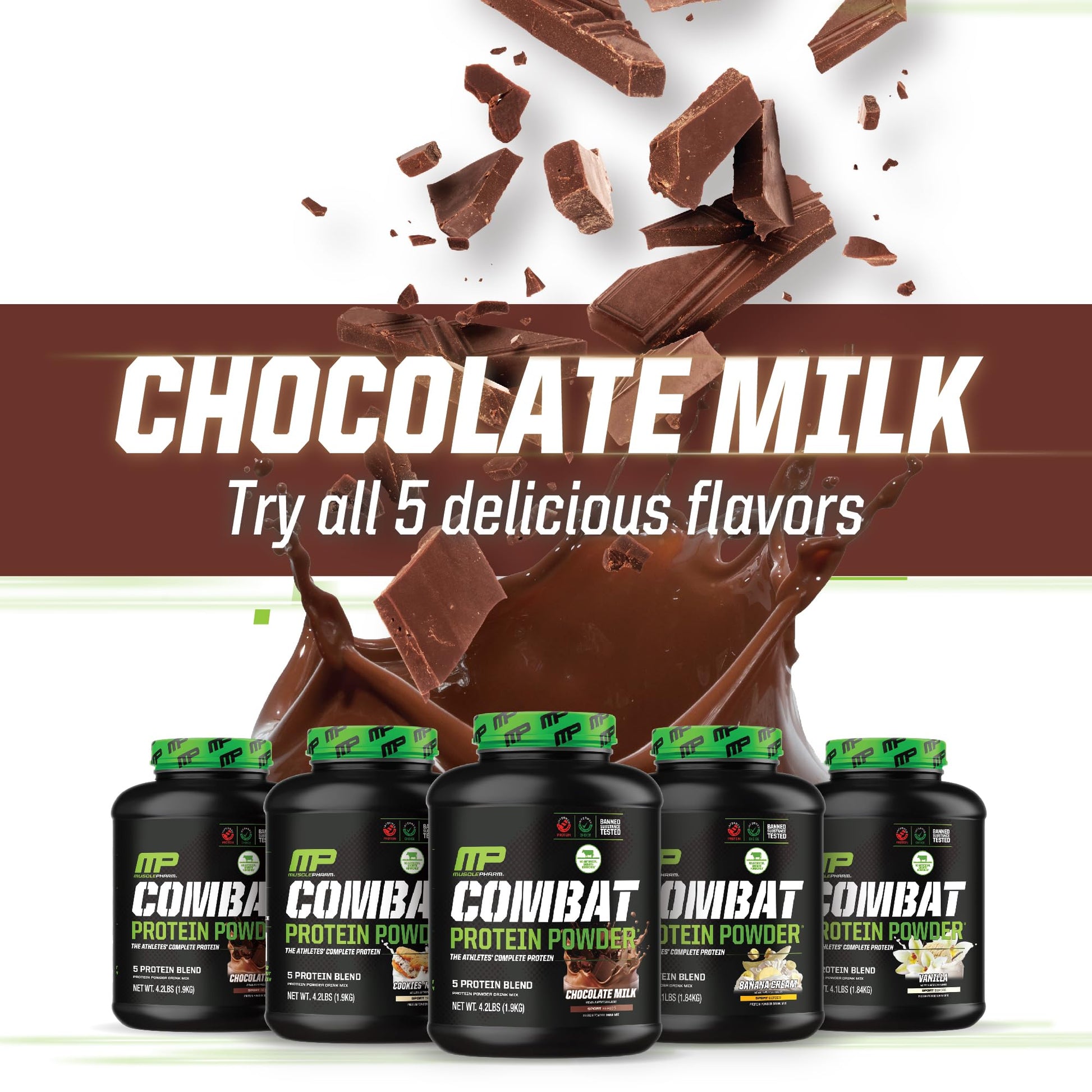 MusclePharm Combat Protein Powder, Chocolate Milk Flavor, Fuels Muscles for Productive Workouts, 5 Protein Sources including Whey Protein Isolate & Egg Albumin, Gluten Free, 4.2 lb, 52 Servings Muscle Pharm buy australia supplements