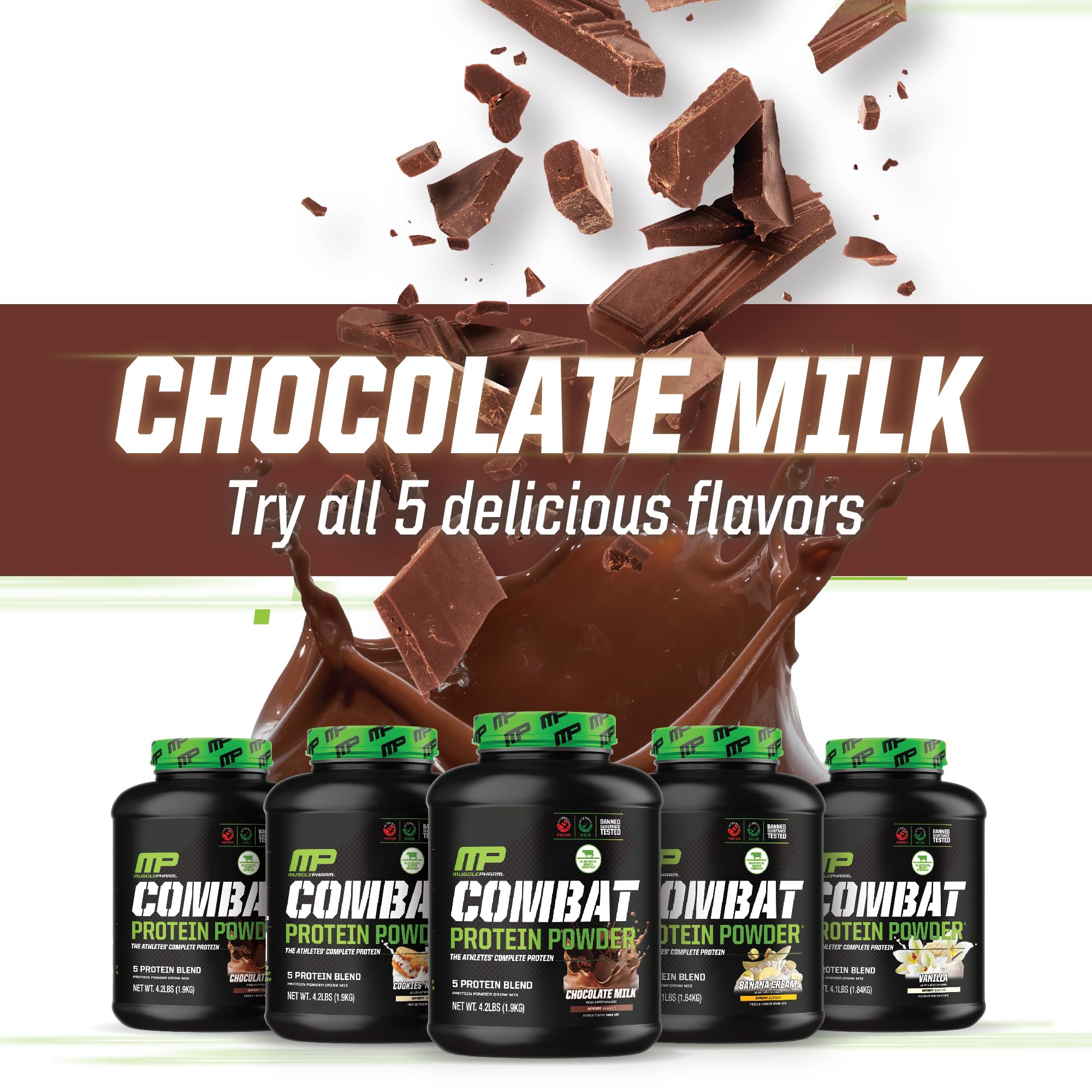 MusclePharm Combat Protein Powder, Chocolate Milk Flavor, Fuels Muscles for Productive Workouts, 5 Protein Sources including Whey Protein Isolate & Egg Albumin, Gluten Free, 4.2 lb, 52 Servings Muscle Pharm buy australia supplements