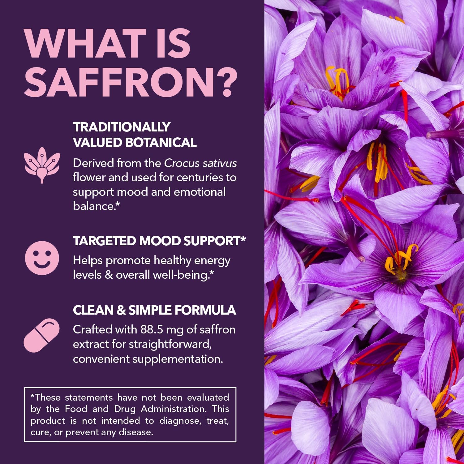 Saffron Supplements, 88.5mg Saffron Extract Per Serving, 30 Servings | Antioxidant Support to Promote Energy, Mood Support & Eye Health, 30 Count, Vegan, Non-GMO & Gluten Free, 1 Month Supply Gsupps Australia
