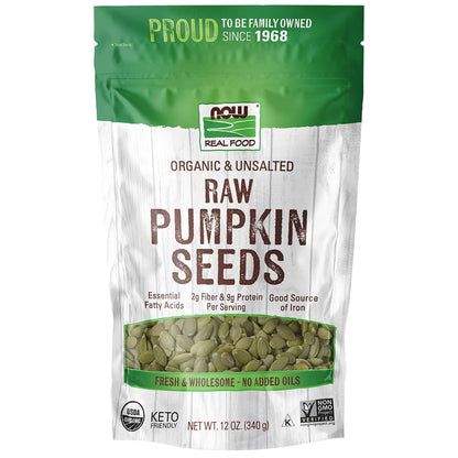 NOW Foods, Organic Pumpkin Seeds, Raw and Unsalted, Excellent Source of Protein and Iron, Certified Non-GMO, Keto-Friendly Snack, 12-Ounce (Packaging May Vary) Gsupps Australia