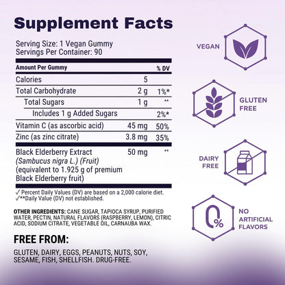 Sambucol Elderberry Gummies - Immune Support Supplement for Adults & Kids with Vitamin C & Zinc, Sambucol Elderberry Sambucol