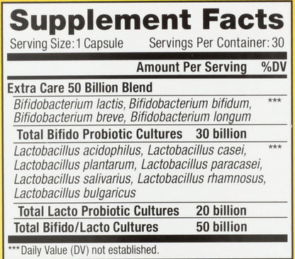 Renew Life Extra Care Digestive Probiotic Capsules, 50 Billion CFU Guaranteed, Daily Supplement Supports Immune, Digestive, Respiratory Health(1), L. Rhamnosus GG, Dairy, Soy and Gluten-Free, 90 Count | 90 Vegetarian Capsules | Supports Digestive, Immune Gsupps Australia