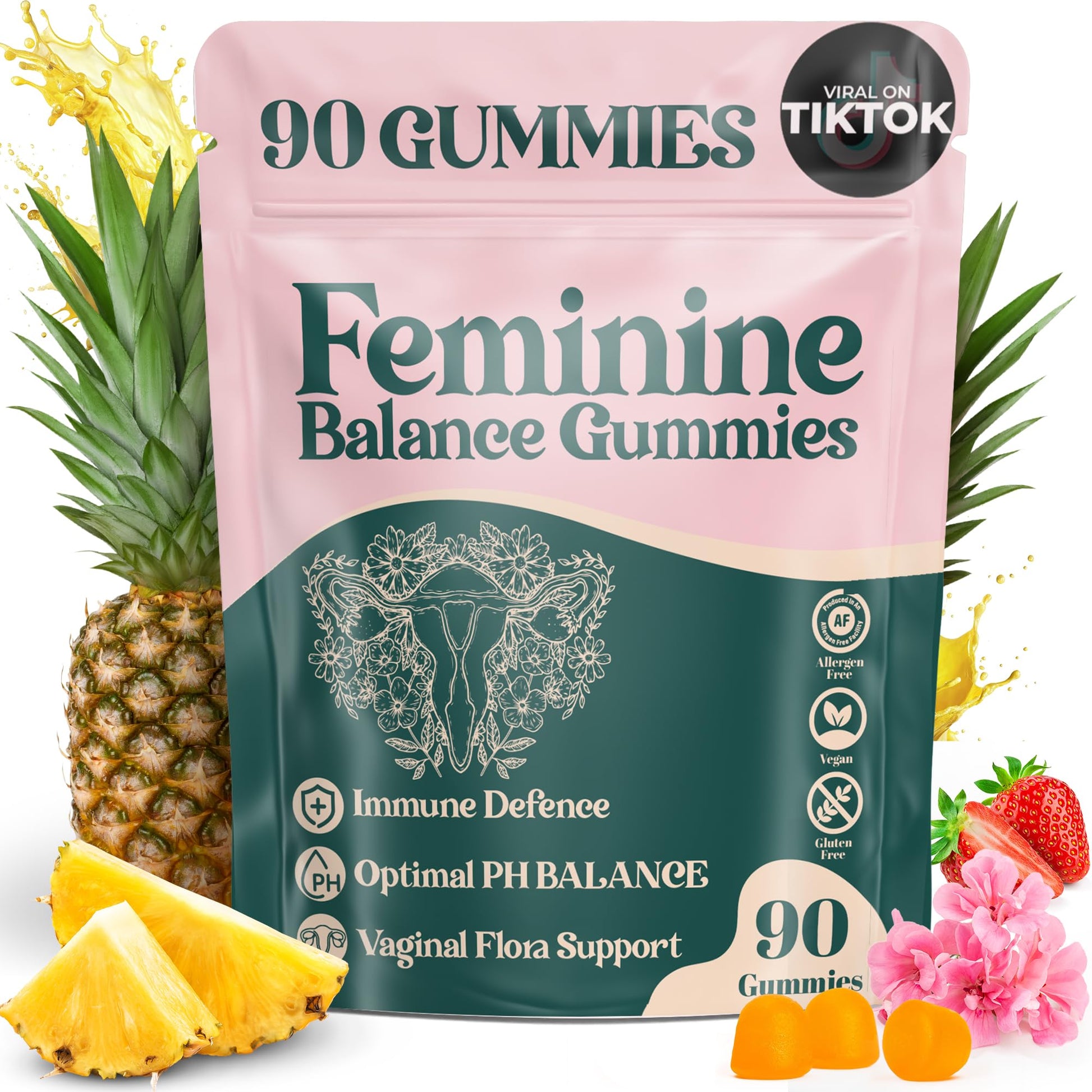 ORGANIC UPLIFT Premium Feminine Balance Gummies - for Women’s Health & Wellness - Immune Support - Vegan, Gluten-Free - Hawaiian Pineapple - 90 Gummies - 45 Servings ORGANIC UPLIFT buy australia supplements