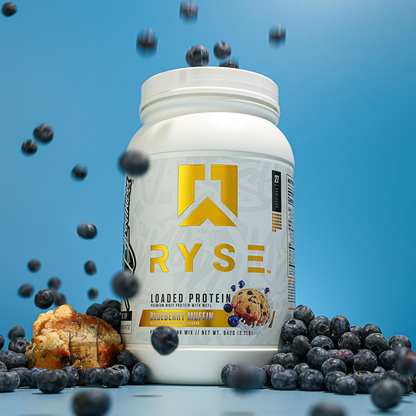 RYSE Loaded Protein Powder - Jet-Puffed Marshmallow - 25g Whey Protein Isolate & Concentrate with Prebiotic Fiber & MCTs - Low Carb, Low Sugar, Digestive-Friendly - 27 Servings / 2 lb Tub