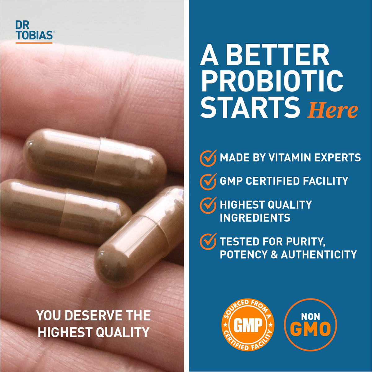 Dr. Tobias Probiotics 30 Billion, 10 Strains, 30 Billion CFU's, Targeted Release Probiotics for Women & Men, Supports Digestive Health, Shelf-Stable, Dr. Tobias