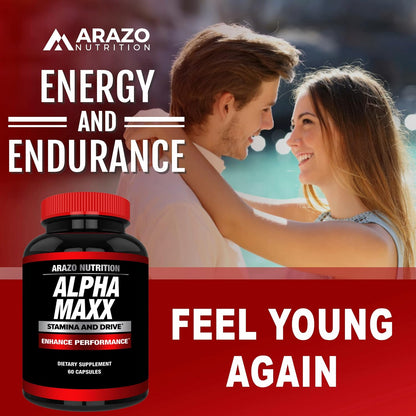 Arazo Nutrition Alphamaxx Health Supplement - Ginseng, Muira Puama, Tribulus Terrestris - 60 Herbal Pill Gsupps Australia