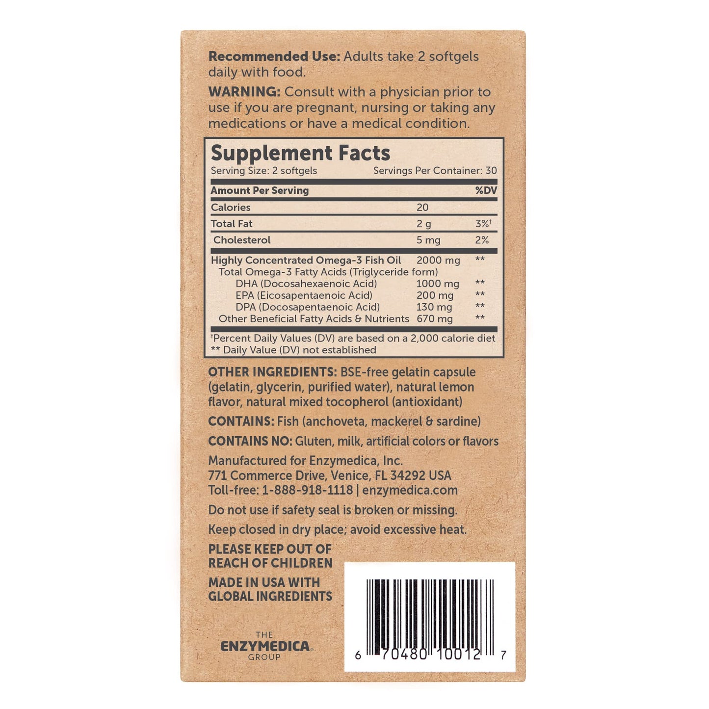 Aqua Biome by Enzymedica Omega 3 Fish Oil Maximum Strength - 120 Softgels | Fish Oil Omega 3 Fatty Acid Supplement for Women & Men, Source of DPA, EPA, & DHA, Heart & Brain Health Support, Gluten Free Gsupps Australia