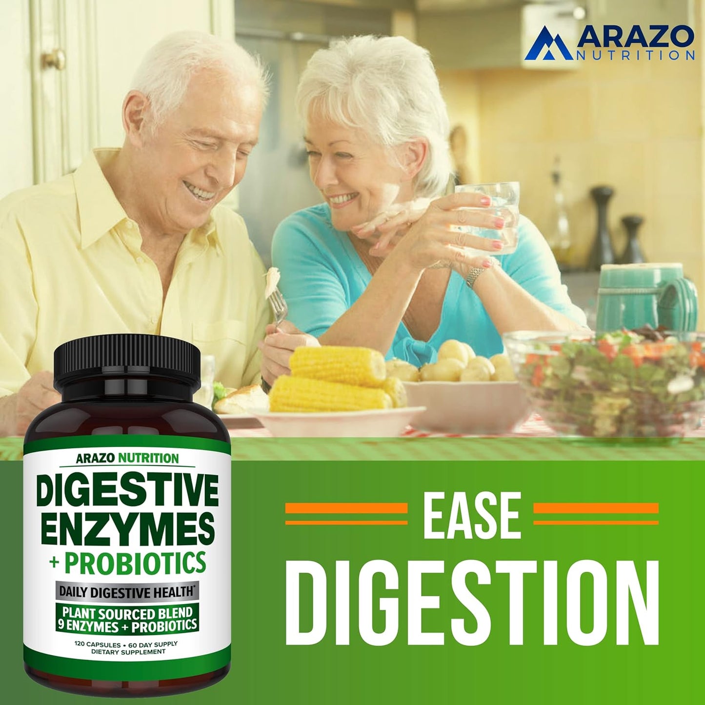 Digestive Enzymes with Probiotics - Multi Enzyme Nutritional Supplement - Acidophilus Bromelain Papaya Papain Lipase & Lactase - Improve Digestion - 120 Pills - Arazo Nutrition Gsupps Australia