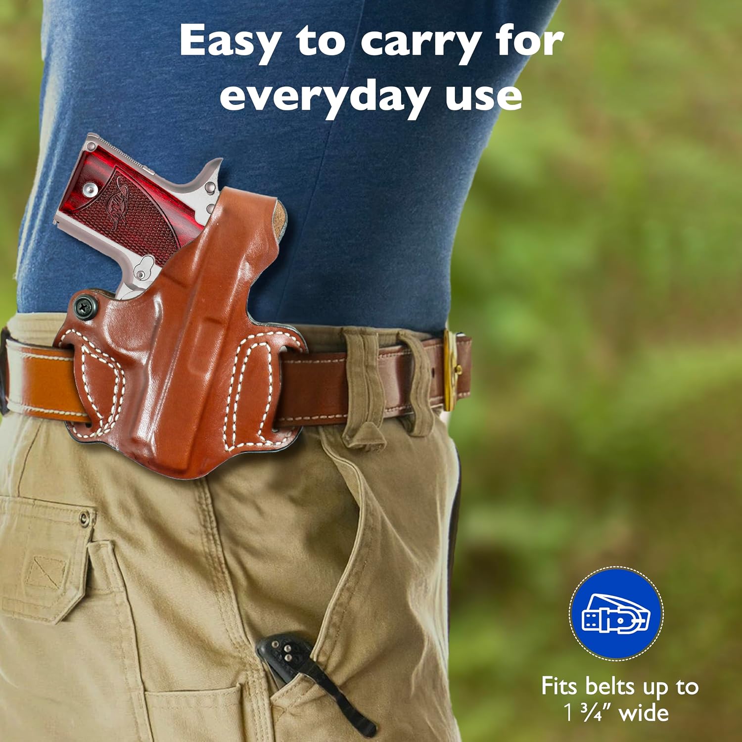 DeSantis Thumb Break Mini Slide Holster, Outside the Waistband Gun Holster, Fits Glock 43, Glock 43X, and Glock 48, Adjustable Tension Device, Right-Hand Draw, Tan Gsupps Australia