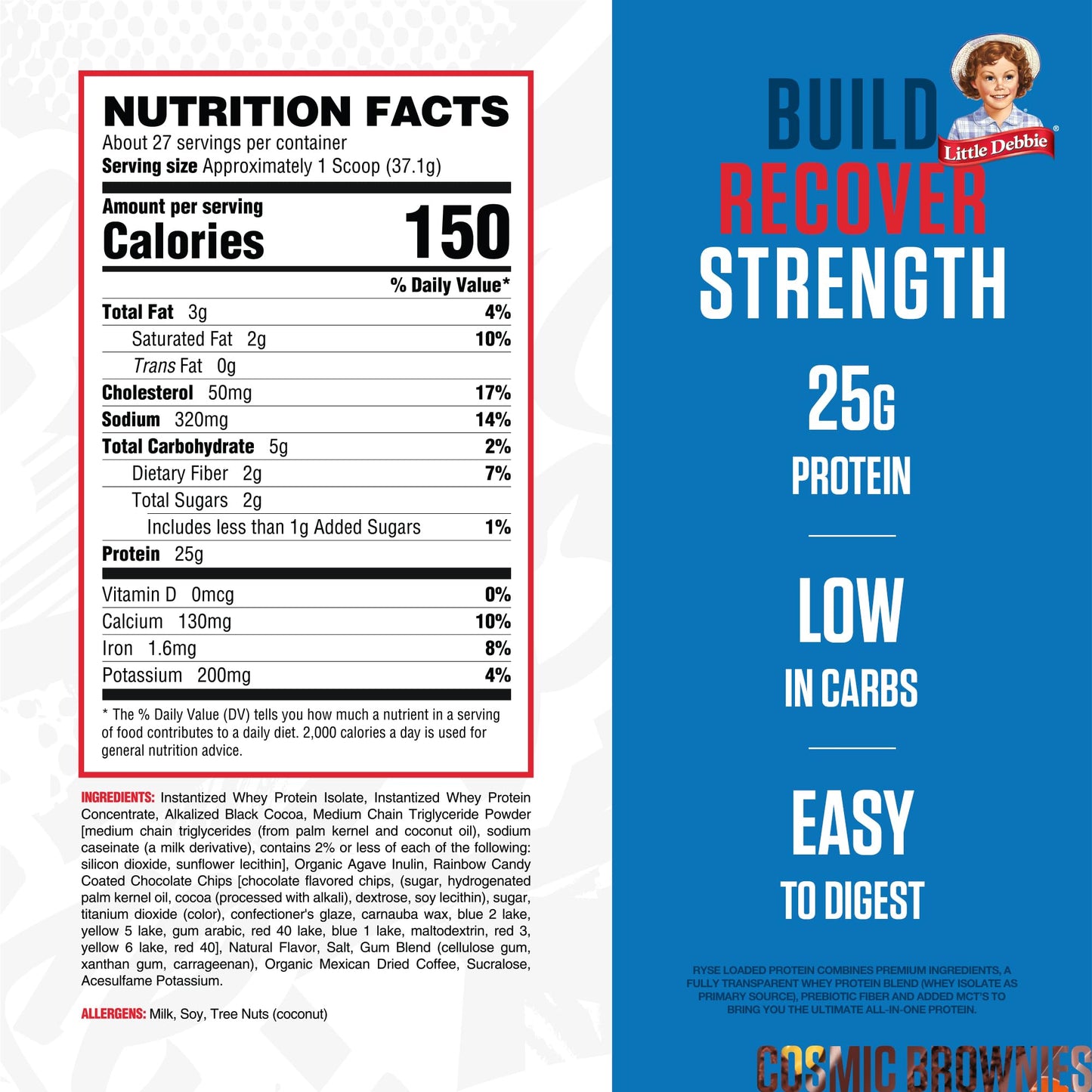 RYSE Loaded Protein Powder - Jet-Puffed Marshmallow - 25g Whey Protein Isolate & Concentrate with Prebiotic Fiber & MCTs - Low Carb, Low Sugar, Digestive-Friendly - 27 Servings / 2 lb Tub