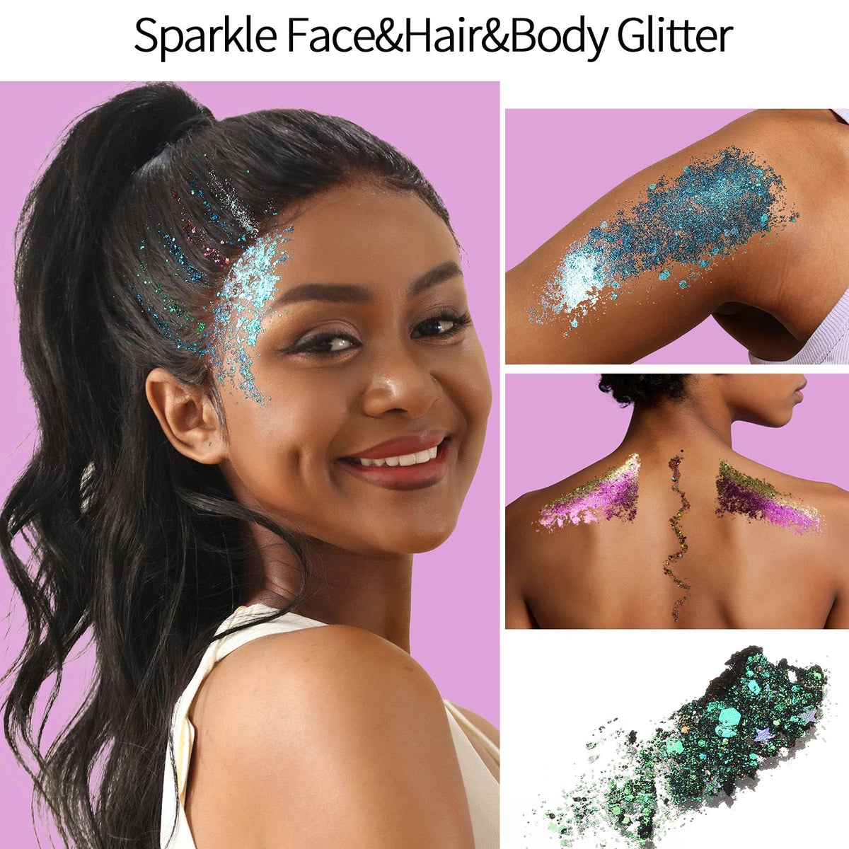 FANDAMEI 40 Colors Face Glitter, Face Paint Glitter Gel - Face Glitter for Women Girls, No Glue Needed, Multi-Purpose Glitter Makeup for Hair Face Body Halloween Rave Carnival Fandamei