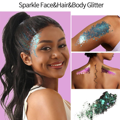 FANDAMEI 40 Colors Face Glitter, Face Paint Glitter Gel - Face Glitter for Women Girls, No Glue Needed, Multi-Purpose Glitter Makeup for Hair Face Body Halloween Rave Carnival Fandamei