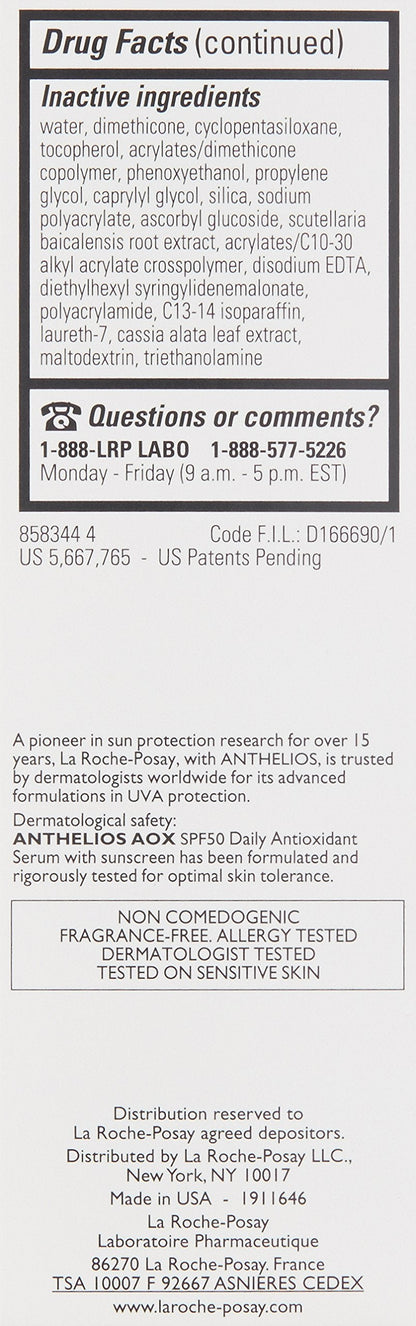 La Roche-Posay Anthelios AOX Antioxidant Serum with Sunscreen SPF 50 1oz La Roche-Posay
