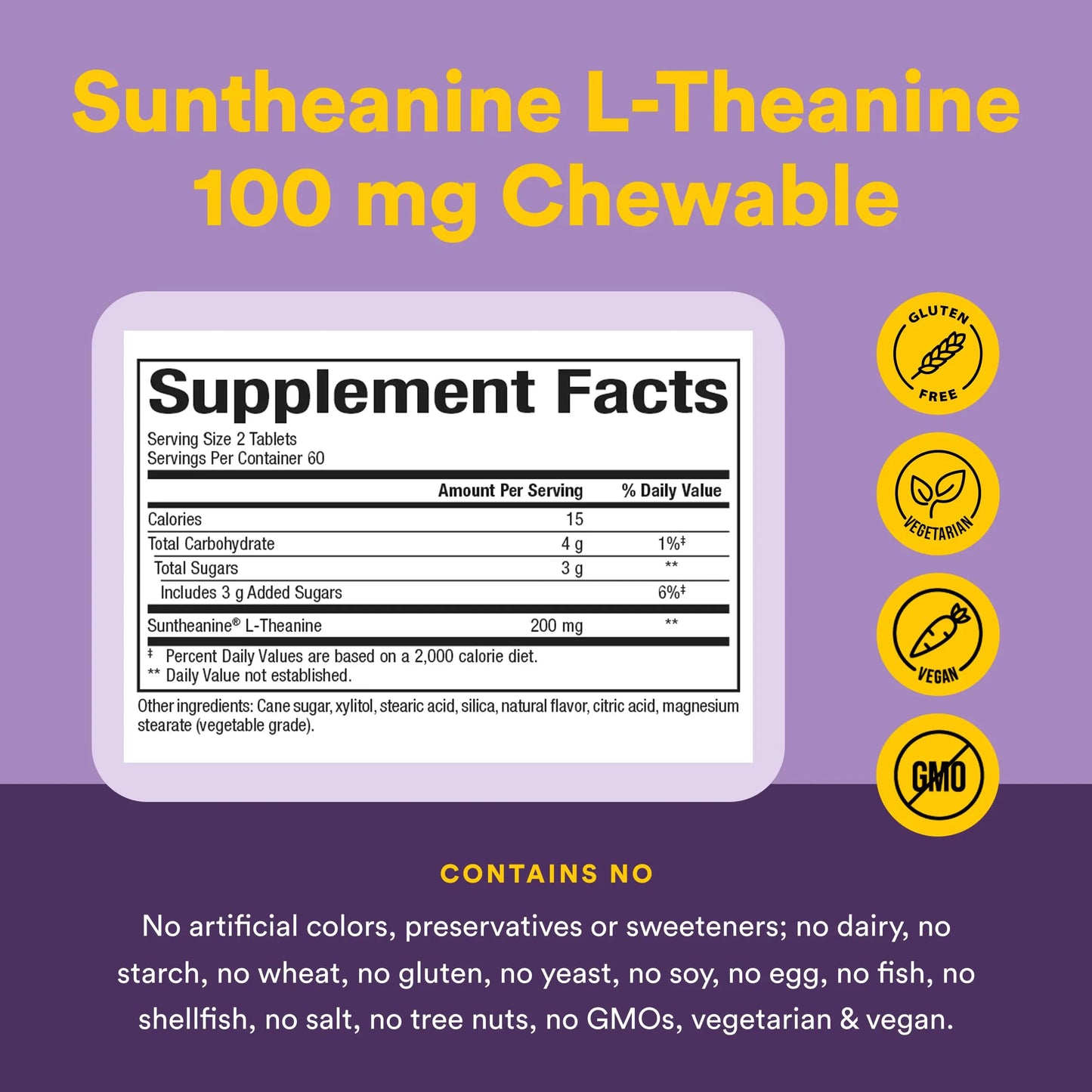 Natural Factors Suntheanine L-Theanine 100 mg - Health Supplement for Calm Outlook - L-Theanine Supplement Supports Relaxing Sleep & Aids Against Drowsiness Natural Factors