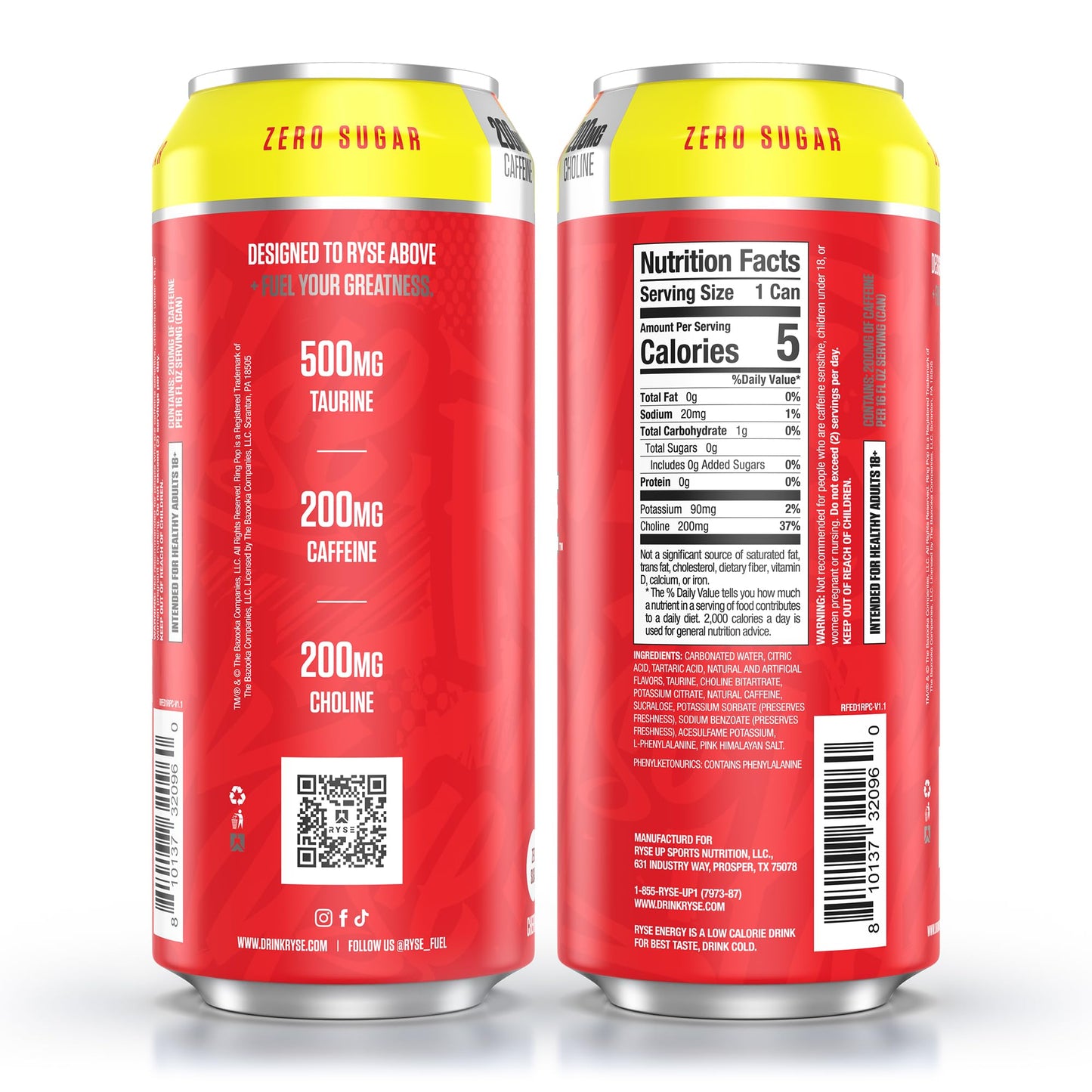 RYSE Fuel Energy Drink - Variety Pack - Sugar Free, Gluten Free & Vegan - 200mg Natural Caffeine, Taurine & Choline for Focus & Energy - No Artificial Colors - 16 fl oz Cans (12-Pack)